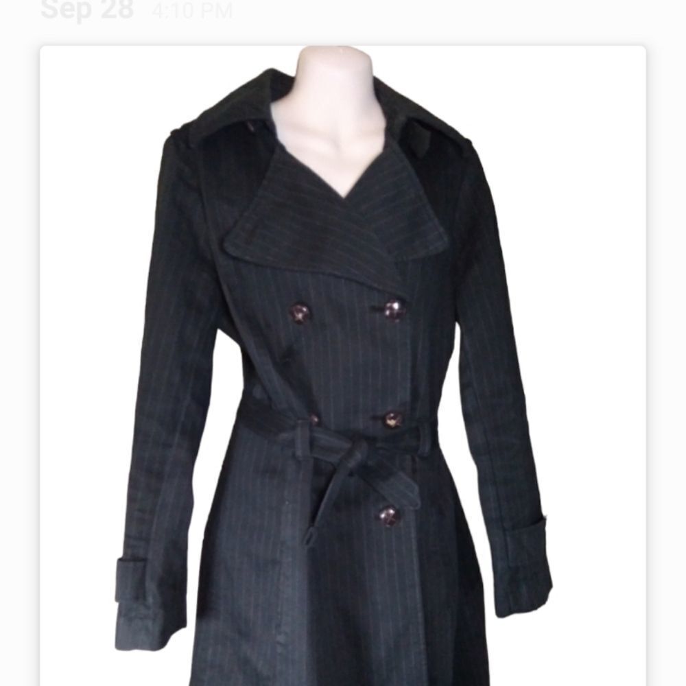 Cotton double-breasted pinstripe coat L